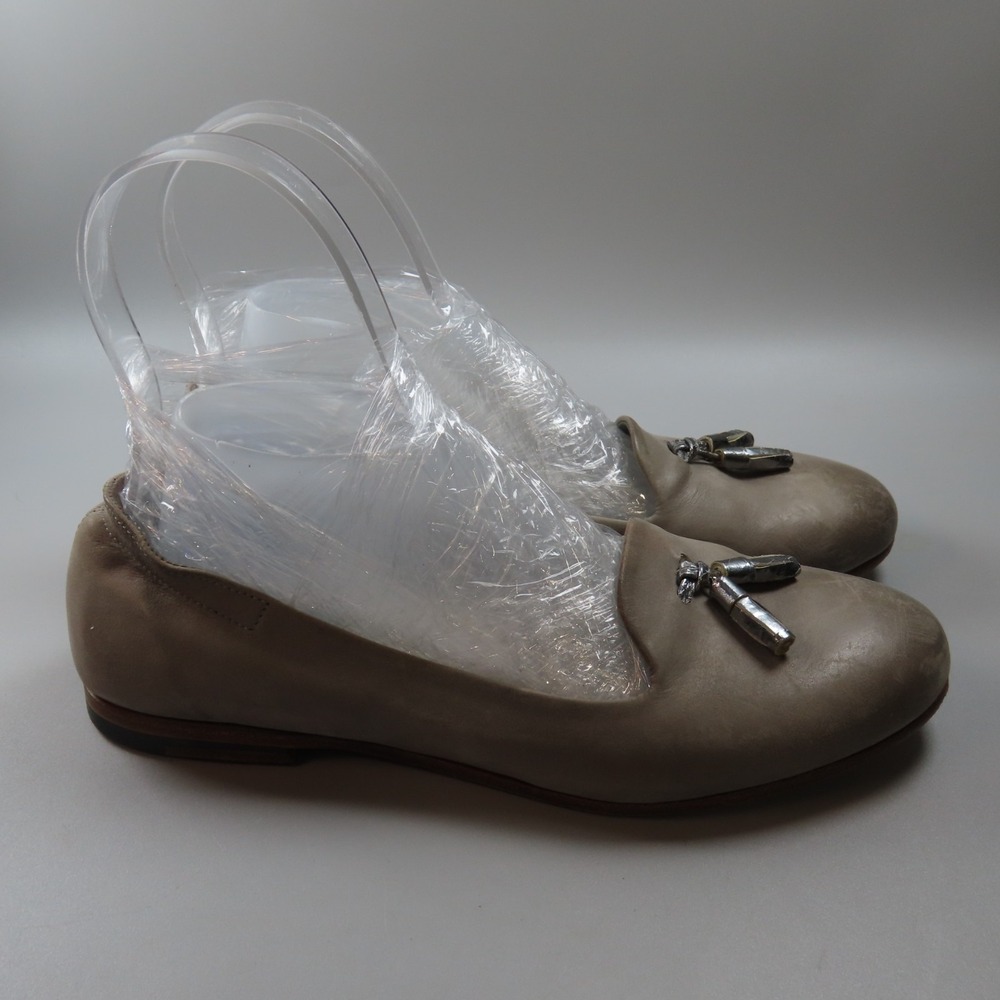 Womens NDC Made by Hand Tassel Ballet Flat 36.5 / 6.5 Taupe Leather Loafer Shoes
